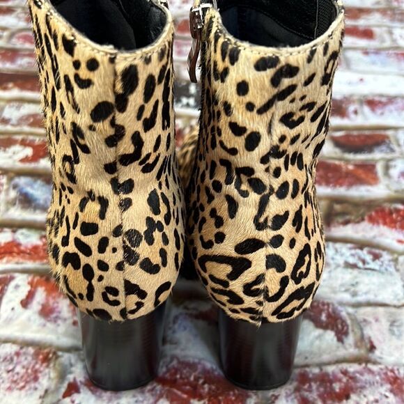 Halogen black brown cheetah fur ankle boots - Picture 9 of 10